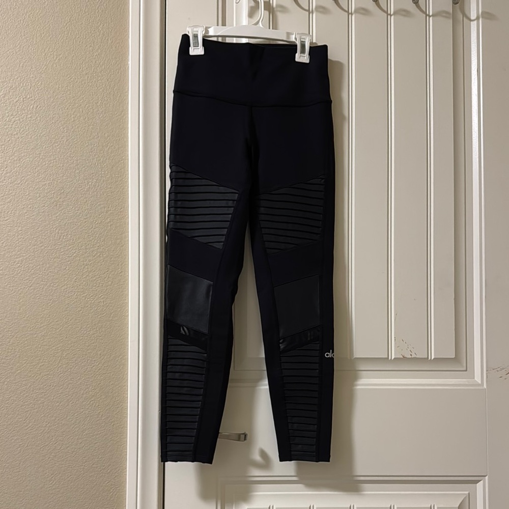 ALO Yoga Black Moto Leggings with Paneling